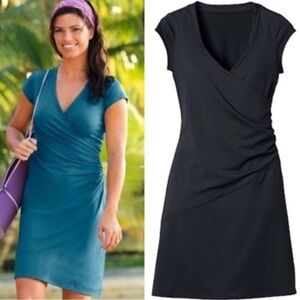 Athleta Nectar Women’s Black Wrap Mini Athletic Dress Size S Small Active Sports